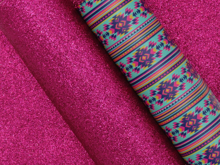 Raspberry Pink Extra Fine Glitter Faux Leather Sheet