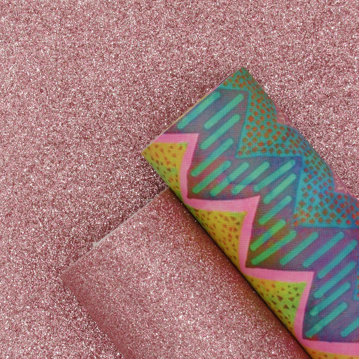 Carnation Pink Extra Fine Glitter Faux Leather Sheet