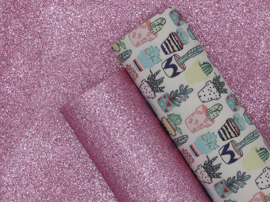 Taffy Pink Extra Fine Glitter Faux Leather Sheet