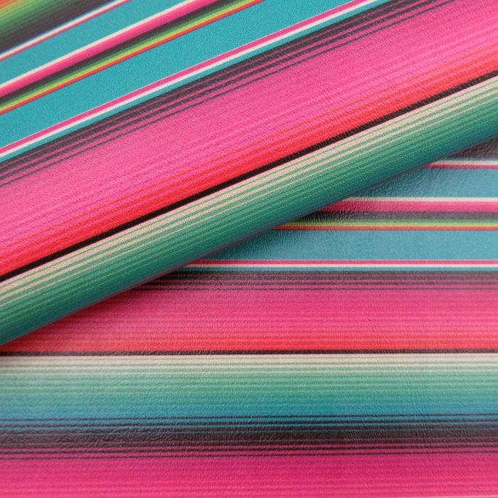 Hot Pink & Turquoise Serape Printed Marine Vinyl Faux Leather