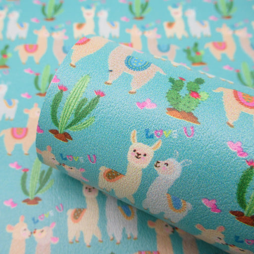 Llama Love Printed Marine Vinyl Faux Leather