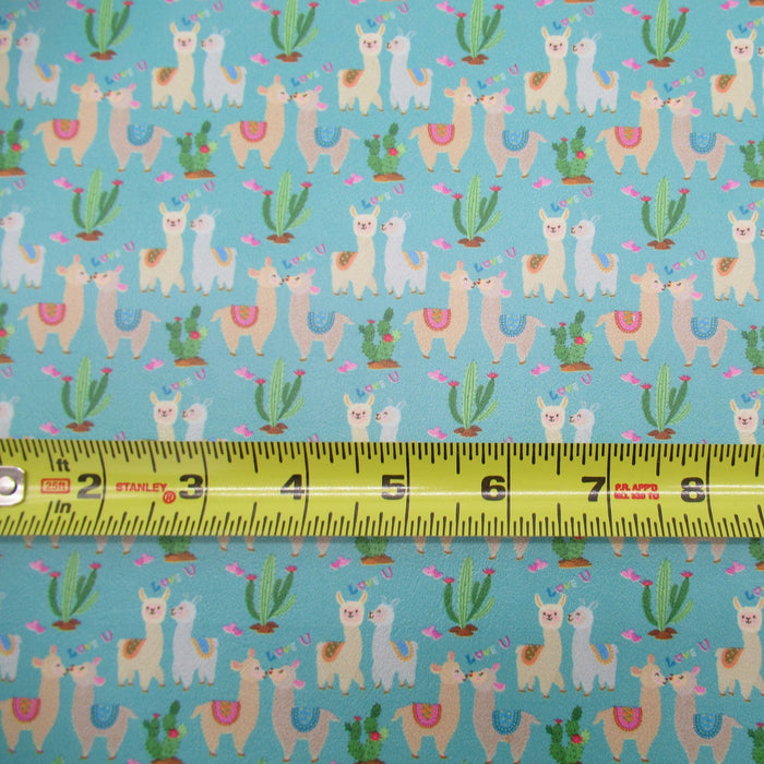 Llama Love Printed Marine Vinyl Faux Leather