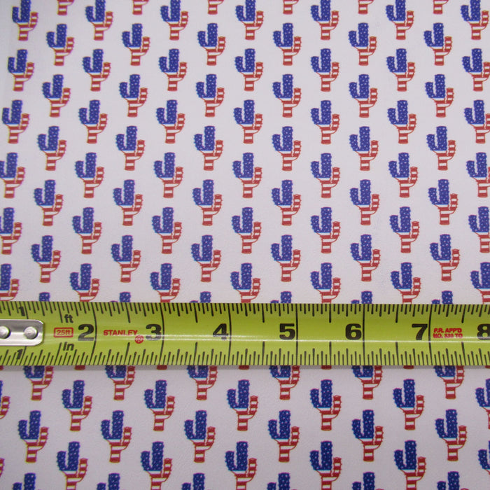 Patriotic Cactus Printed Marine Vinyl Faux Leather