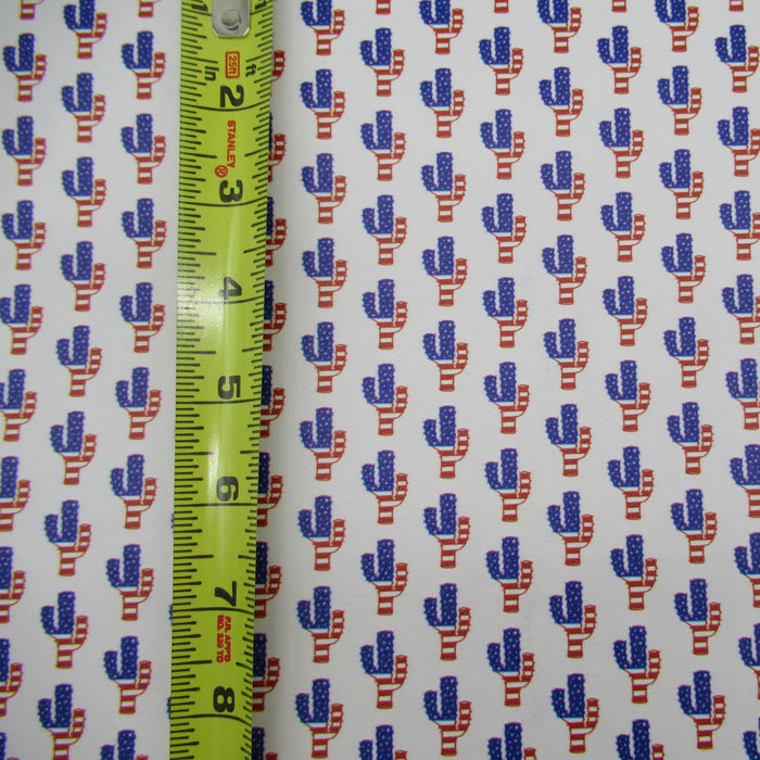 Patriotic Cactus Printed Marine Vinyl Faux Leather