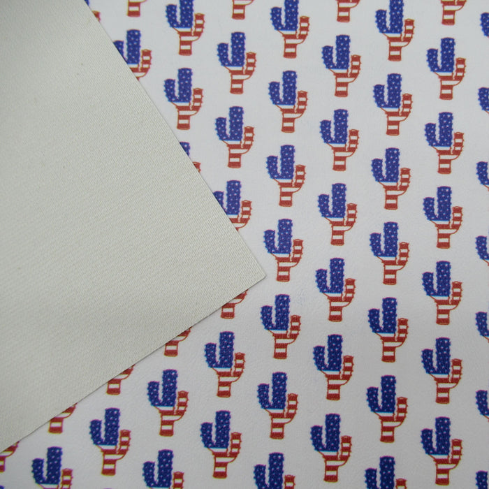 Patriotic Cactus Printed Marine Vinyl Faux Leather