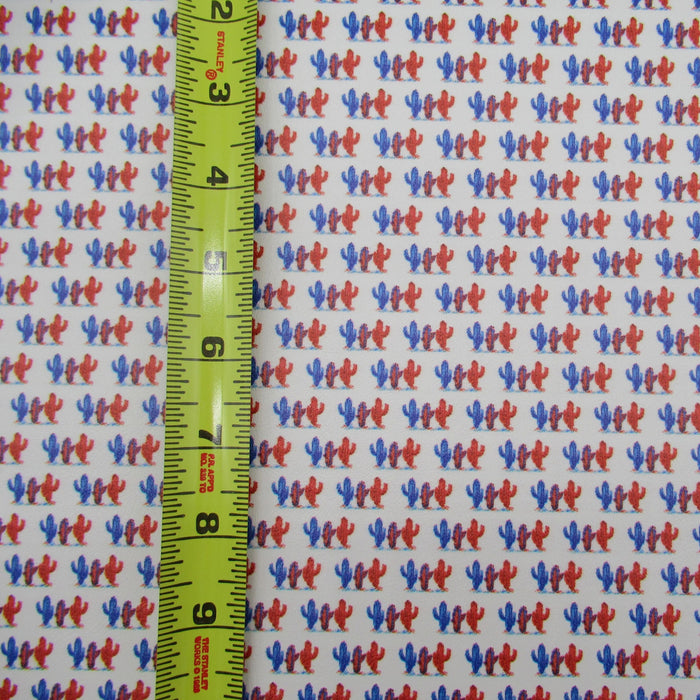 Red and Blue Cactus Printed Marine Vinyl Faux Leather