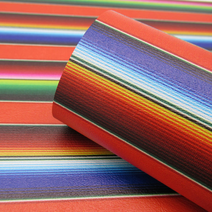 Orange Serape Printed Marine Vinyl Faux Leather