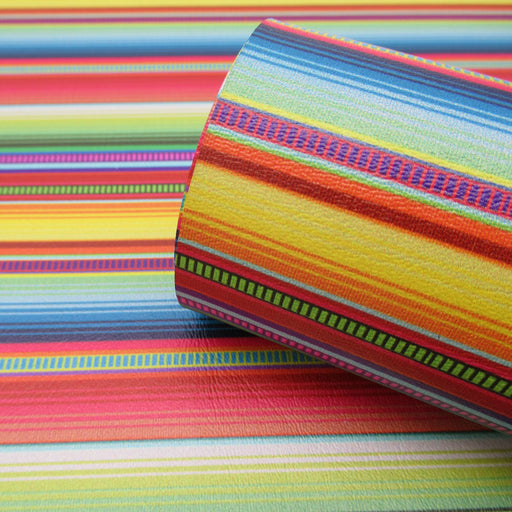 Neon Braided Serape Printed Marine Vinyl Faux Leather