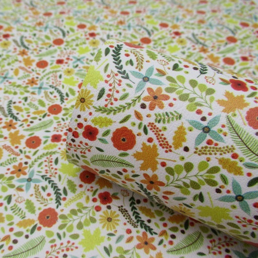 Fall Floral Printed Marine Vinyl Faux Leather
