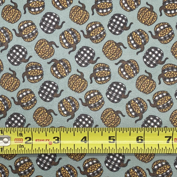 Fall Leopard and Buffalo Plaid Pumpkin Printed Marine Vinyl Faux Leather