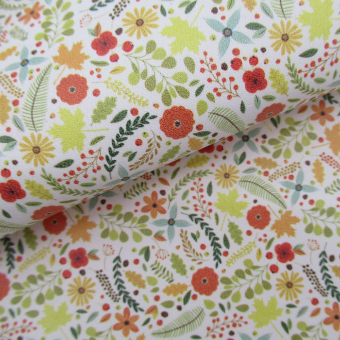 Fall Floral Printed Leather