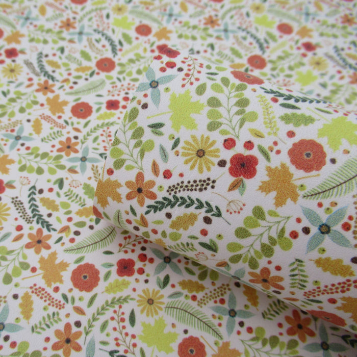 Fall Floral Printed Leather