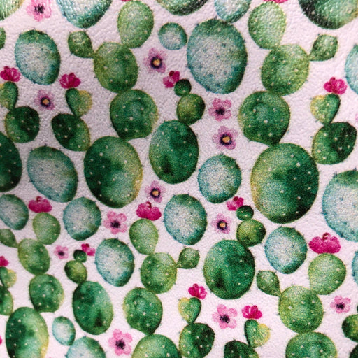 Watercolor Cactus - Marine Vinyl Faux Leather