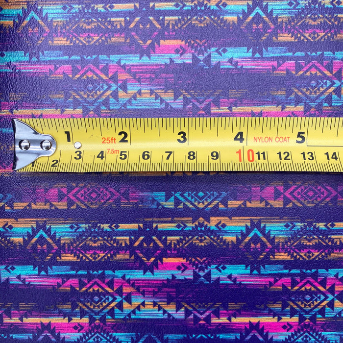 Distressed Aztec Printed Marine Vinyl Faux Leather