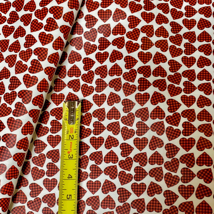 Buffalo Plaid Hearts Marine Vinyl Faux Leather