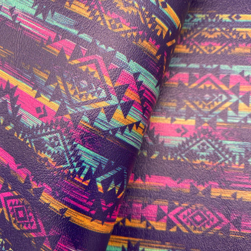 Distressed Aztec Printed Marine Vinyl Faux Leather