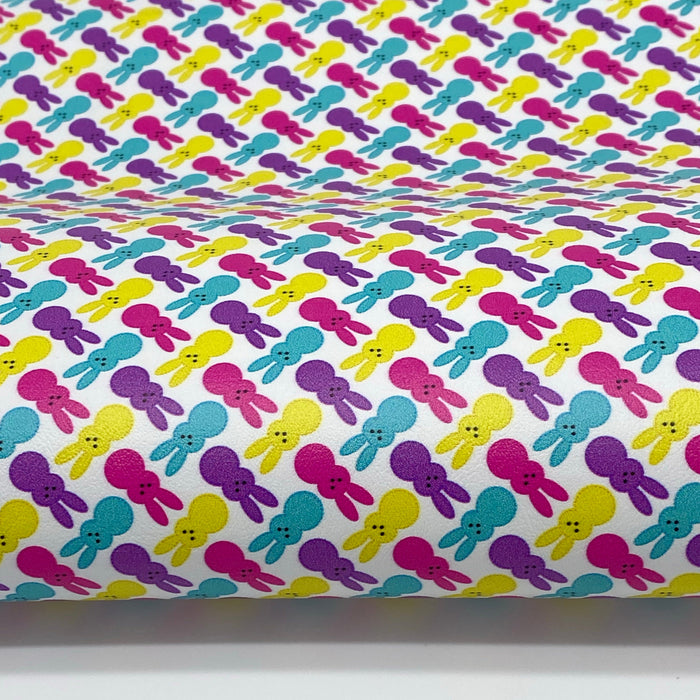 Marshmallow Bunnies - Printed Marine Vinyl Faux Leather