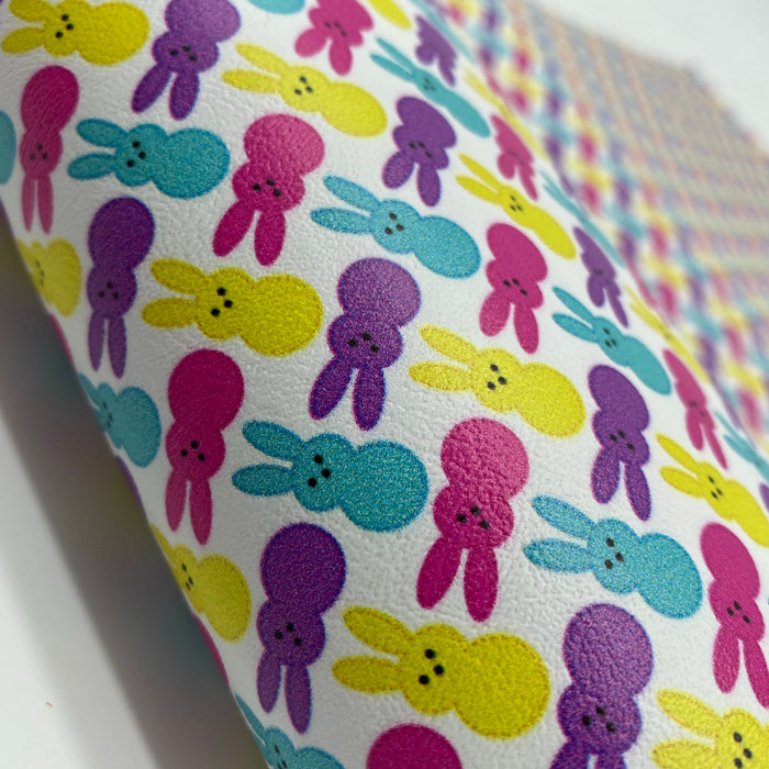 Marshmallow Bunnies - Printed Marine Vinyl Faux Leather