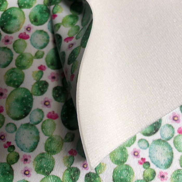 Watercolor Cactus - Marine Vinyl Faux Leather