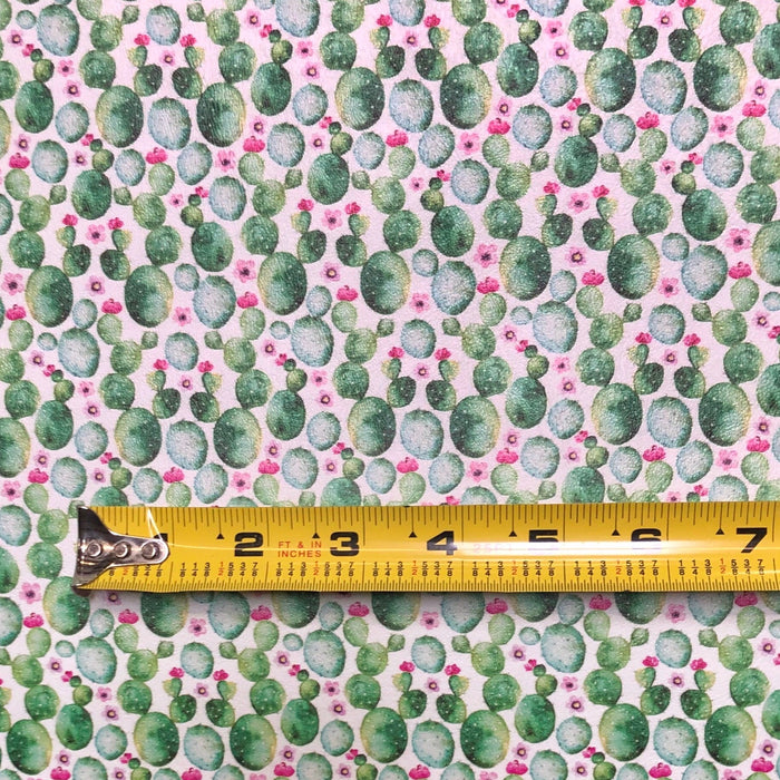 Watercolor Cactus - Marine Vinyl Faux Leather