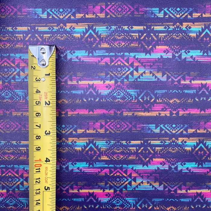 Distressed Aztec Printed Marine Vinyl Faux Leather