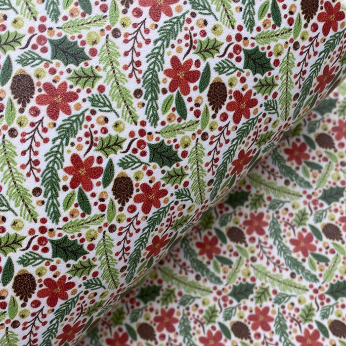 Pinecone Floral Printed Leather