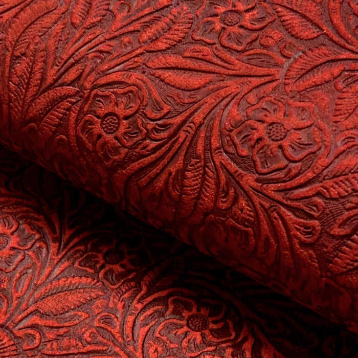 Floral Embossed Cowhide Suede