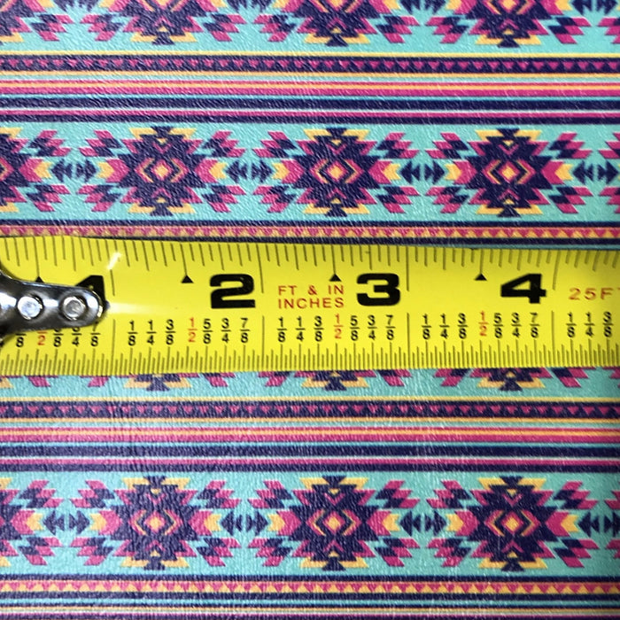 Turquoise and Hot Pink Aztec Marine Vinyl Faux Leather