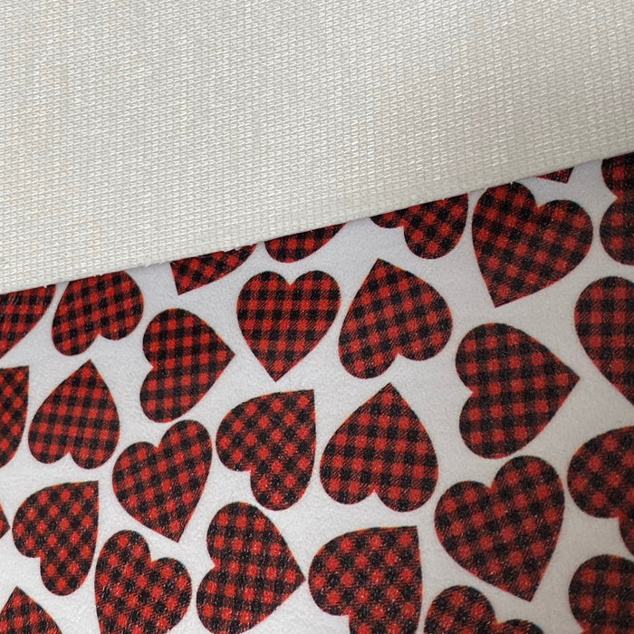 Buffalo Plaid Hearts Marine Vinyl Faux Leather