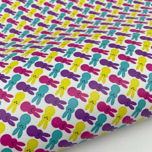 Marshmallow Bunnies - Printed Marine Vinyl Faux Leather