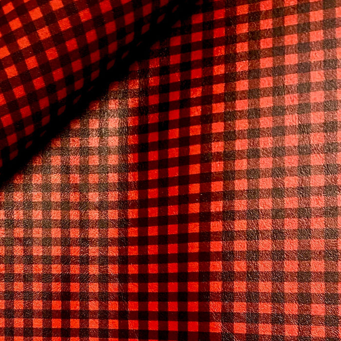 Red Buffalo Plaid Marine Vinyl Faux Leather