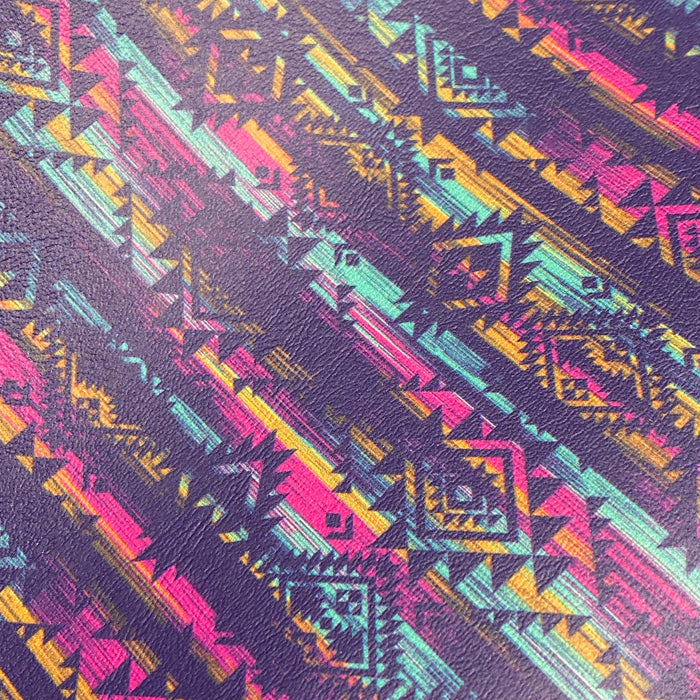 Distressed Aztec Printed Marine Vinyl Faux Leather