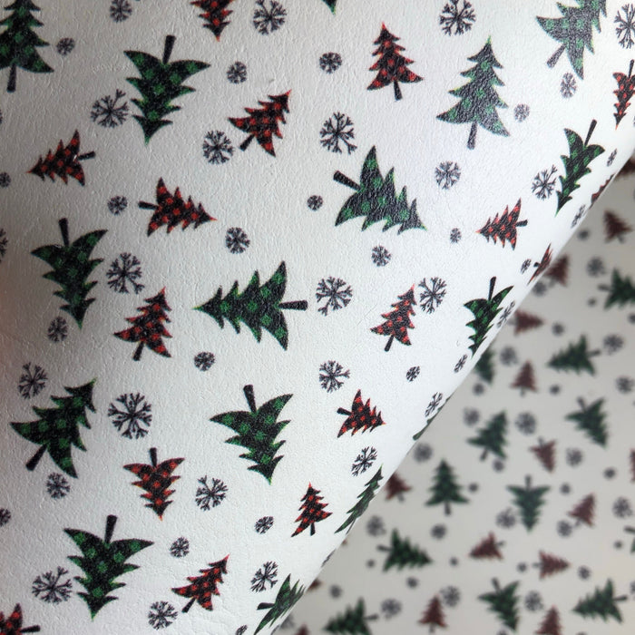 Plaid Holiday Trees Printed Leather