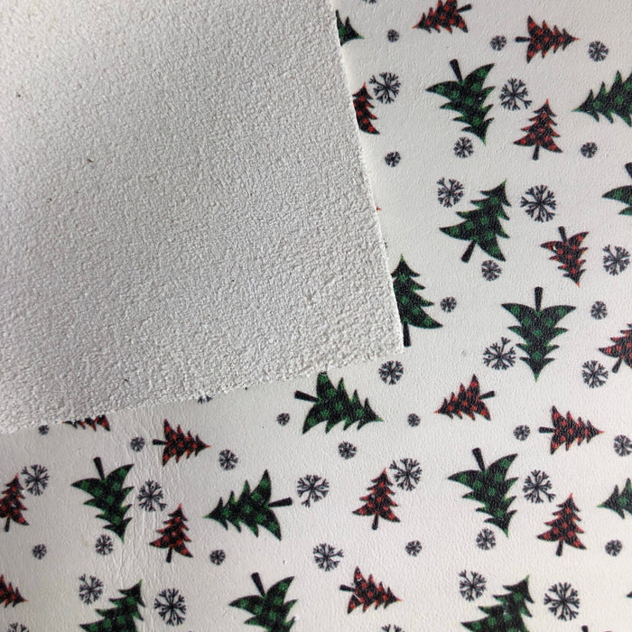 Plaid Holiday Trees Printed Leather