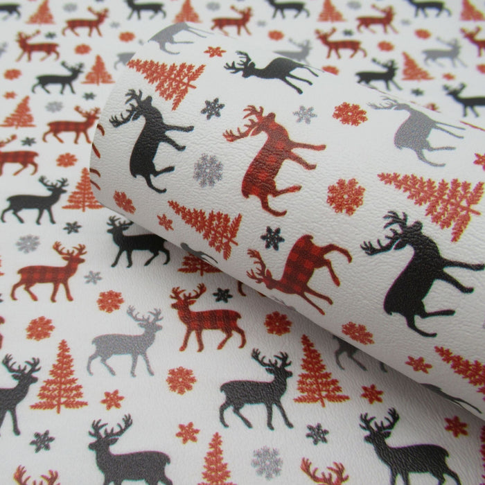 Multi Color Reindeer Marine Vinyl Faux Leather