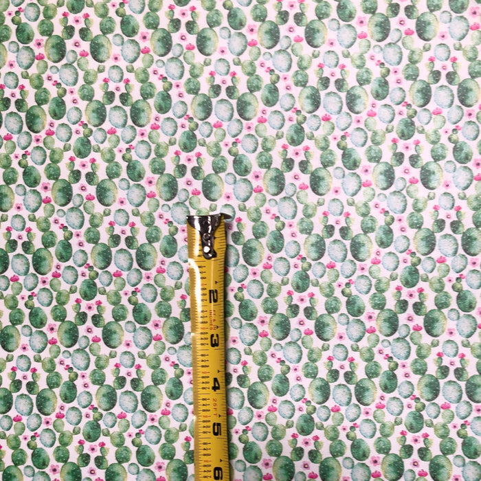 Watercolor Cactus - Marine Vinyl Faux Leather