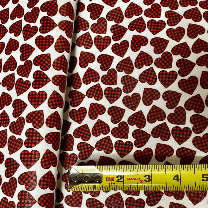 Buffalo Plaid Hearts Marine Vinyl Faux Leather