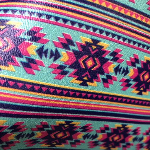 Turquoise and Hot Pink Aztec Marine Vinyl Faux Leather