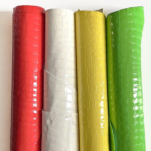 Brightly Colored Croc Embossed Leather