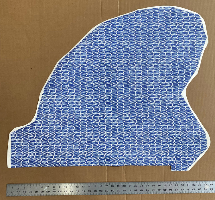 Partial Blue Watercolor Herringbone Printed Leather