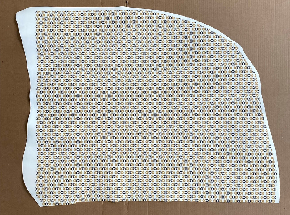 Partial Retro Geometric Navy and Mustard Yellow Printed Leather