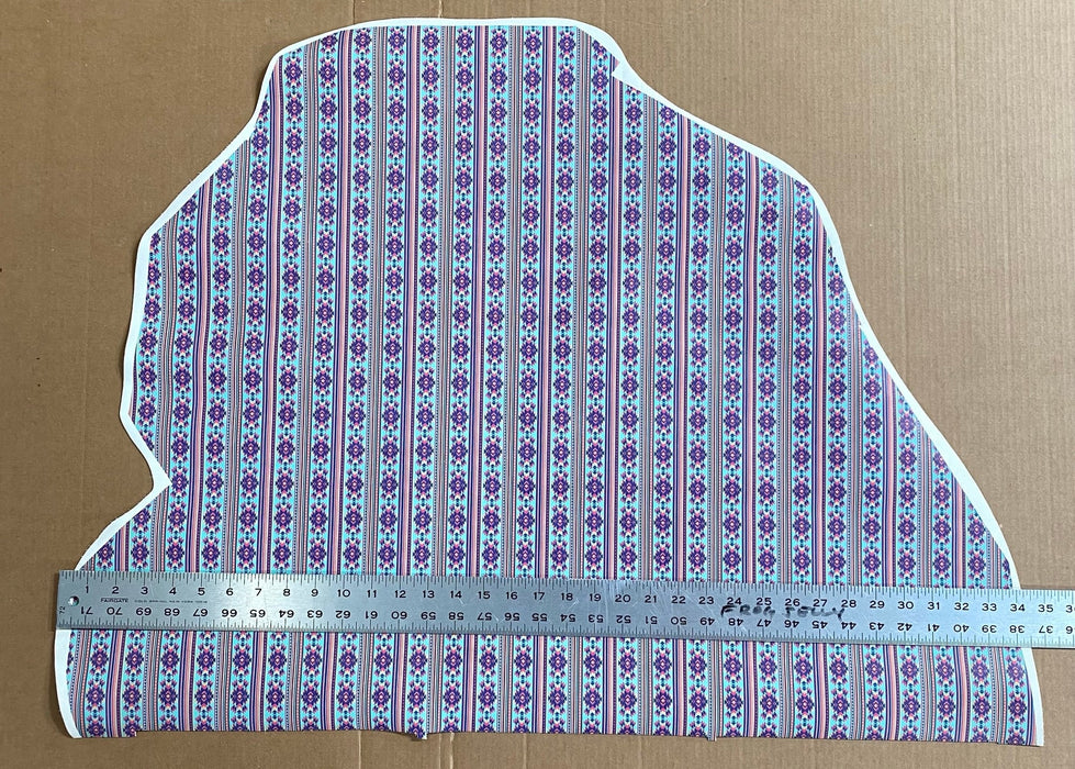 Partial Chinle Pattern - Turquoise and Hot Pink Aztec Printed Leather