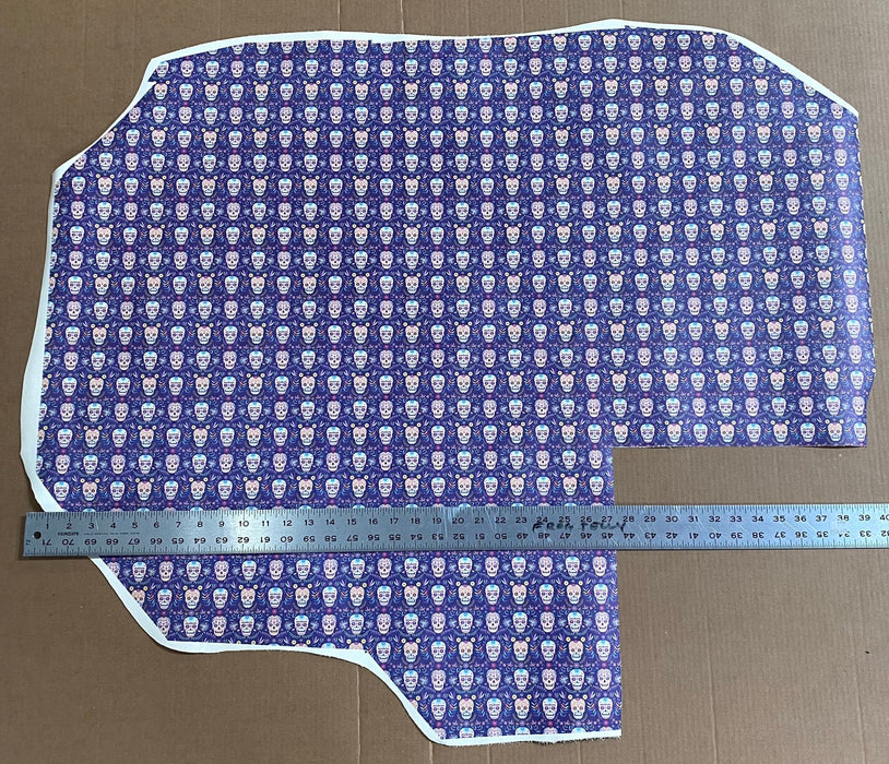 Partial Sugar Skull Printed Leather