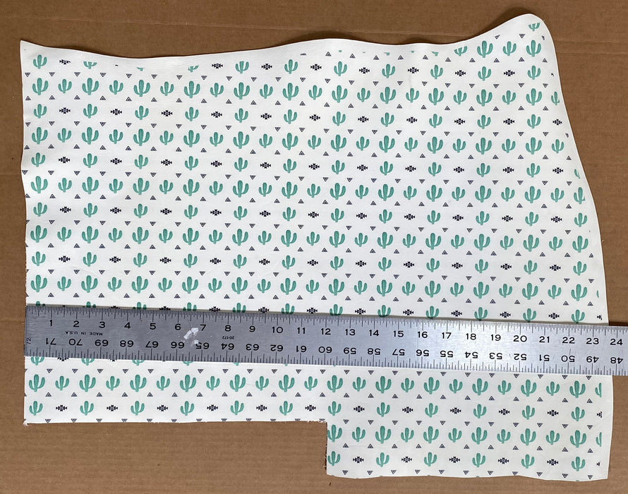 Partial Cactus Aztec Printed Leather
