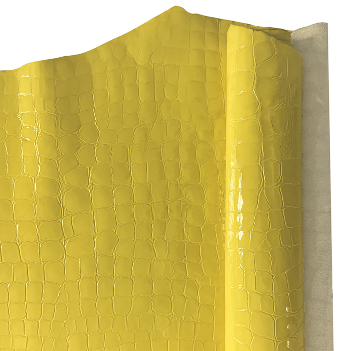 Yellow Embossed Cowhide Leather