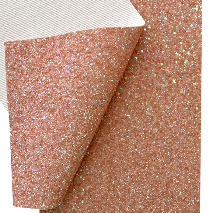 Sandy Beach Peach Glitter Faux Leather Sheet