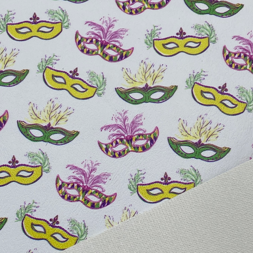Partial Mardi Gras Masks Printed Marine Vinyl