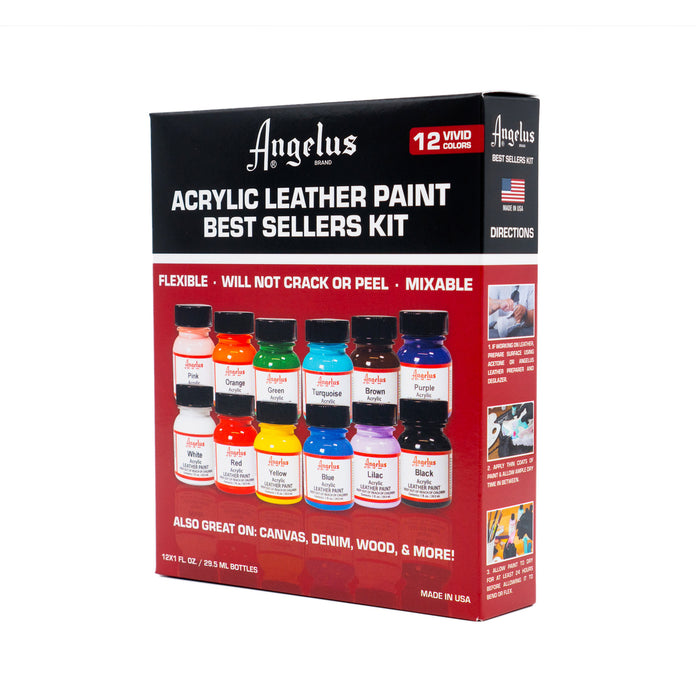 Angelus Acrylic Leather Paint - Best Sellers Kit 12 colors