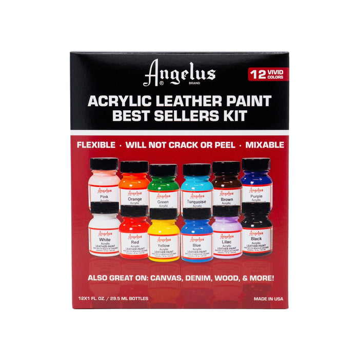 Angelus Acrylic Leather Paint - Best Sellers Kit 12 colors