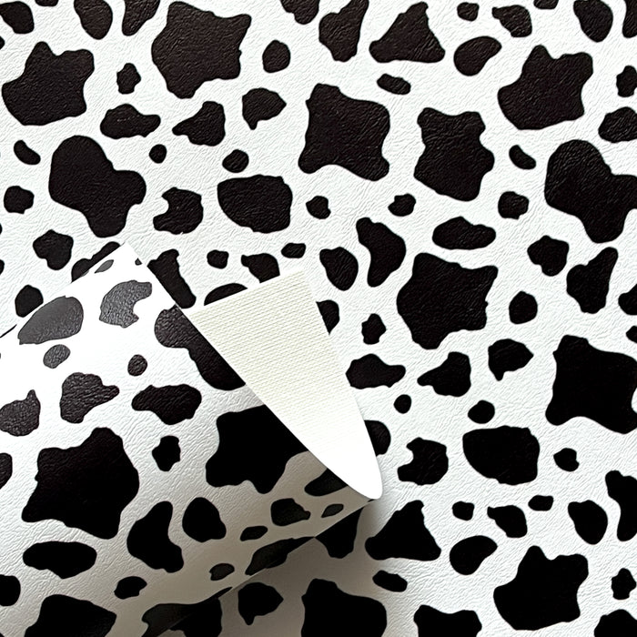 Black & White Cow Print Marine Vinyl Faux Leather 12 x 12